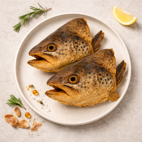 Hundesnack getrockneter Lachskopf 2 Stück ca. 500–700 g TK Ware