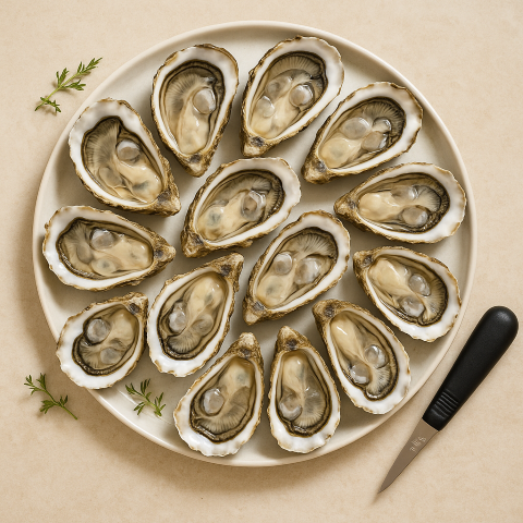 Austern Box 12 Stk. inkl. Messer No.II Europäische Felsenaustern